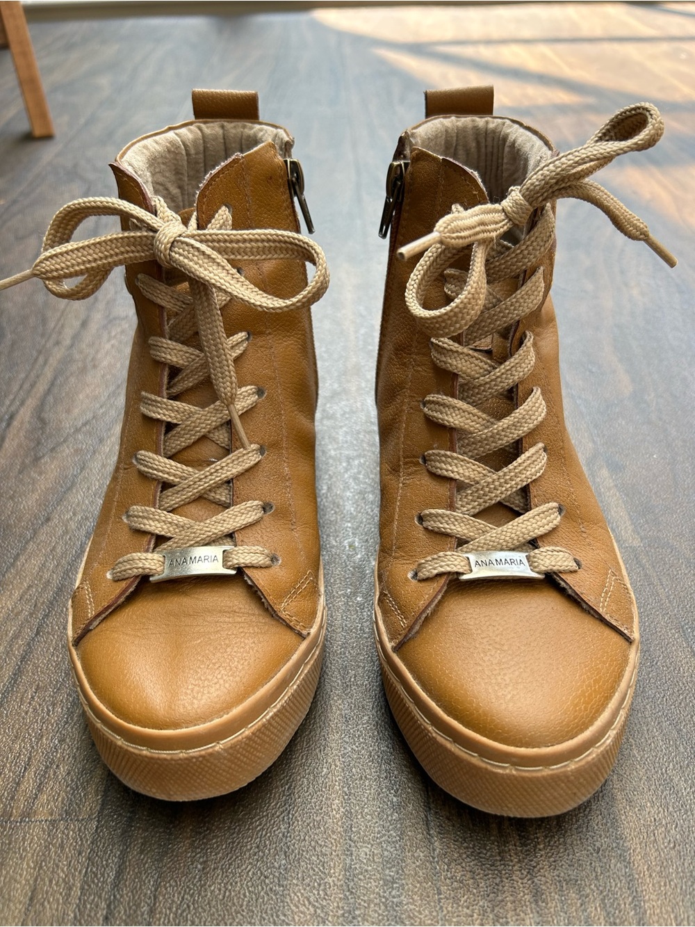 Women's Lace-Up Chestnut High-Top Boots